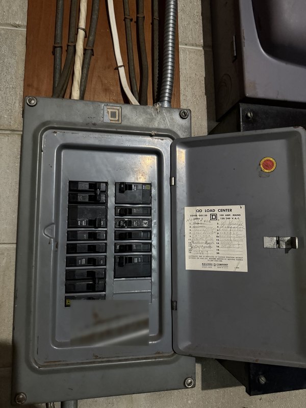 An older Square D electrical panel in a Palm Coast flip