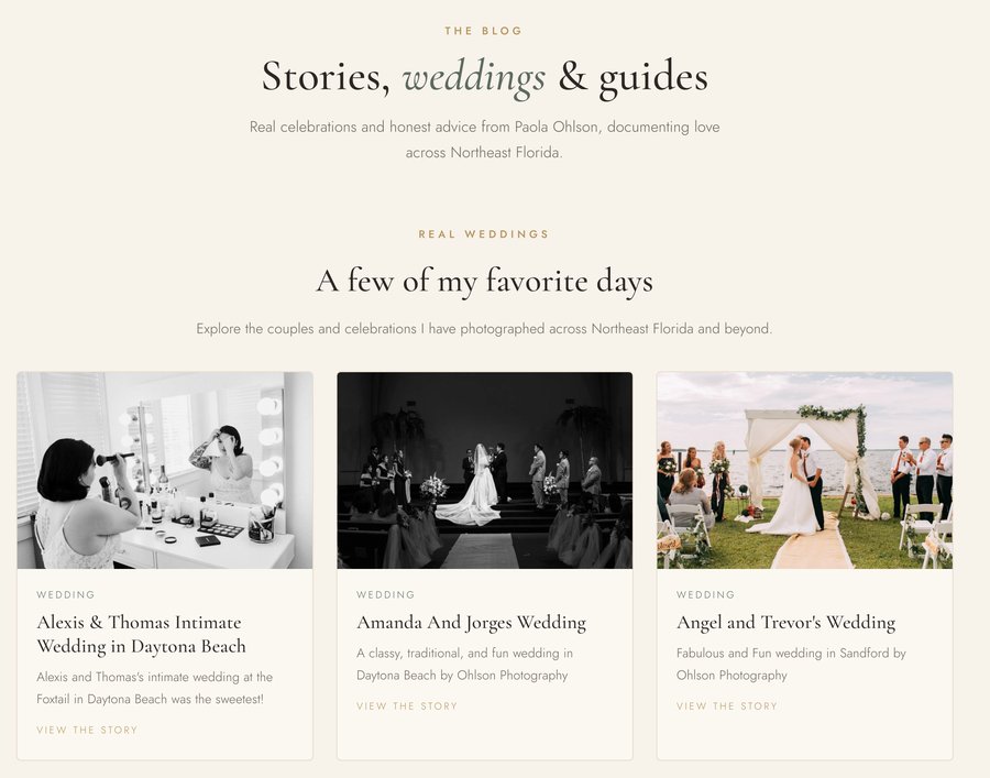 Ohlson Photography blog: stories, weddings and guides, with real couples Paola photographed